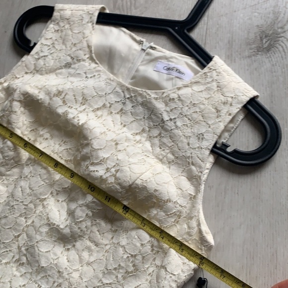 NWT Calvin Klein lace dress cream sleeveless size 2 midi classic career romantic - Picture 9 of 11